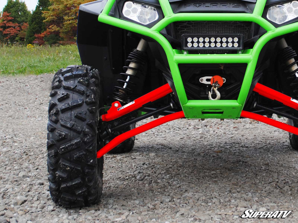 SuperATV Polaris RZR XP 900 High-Clearance 1.5-Inch Forward-Offset A-Arms — Super Duty 300M Ball Joints, Red