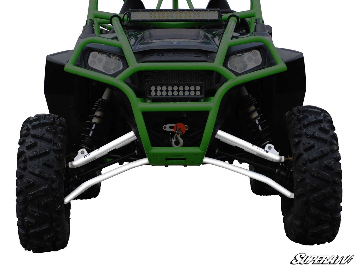 SuperATV Polaris RZR XP 900 High-Clearance 1.5-Inch Forward-Offset A-Arms — Super Duty 300M Ball Joints, White