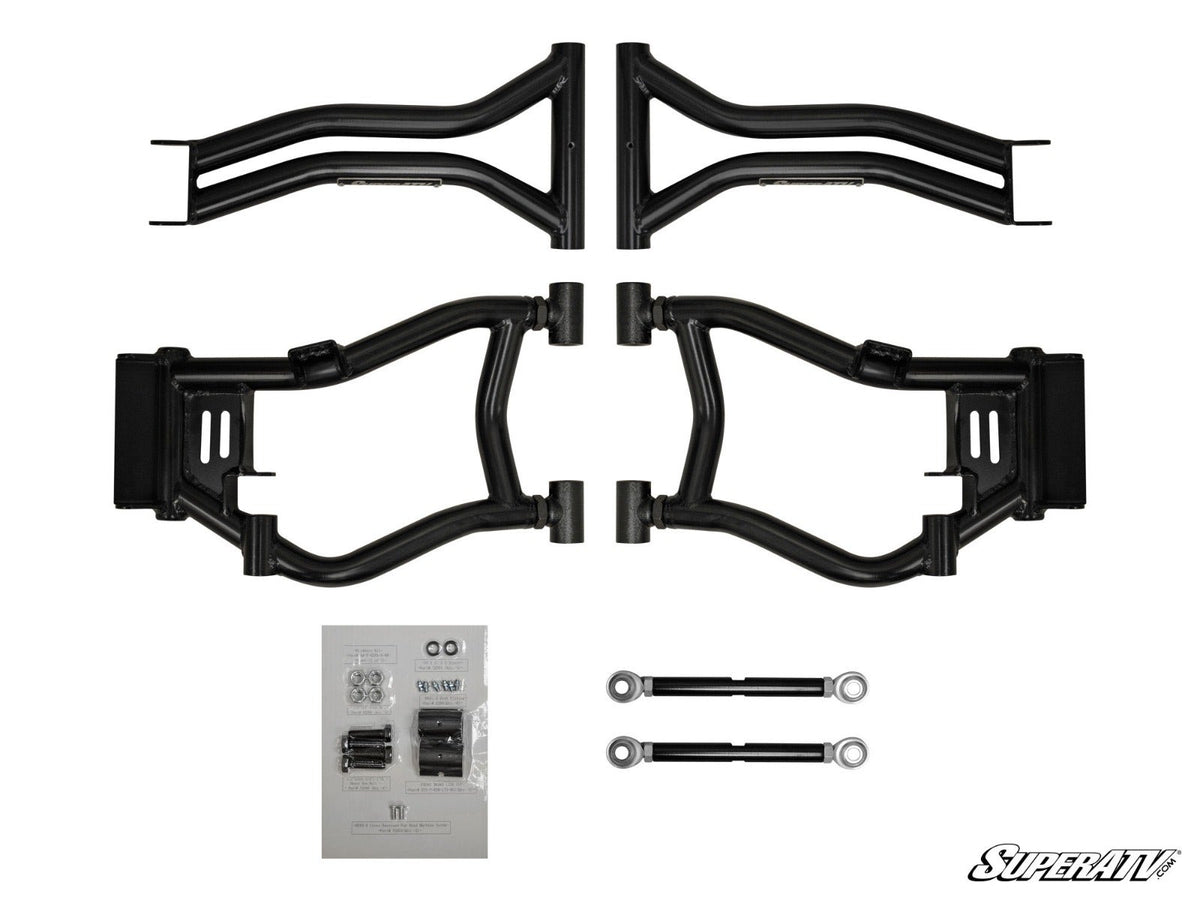 SuperATV Polaris RZR 4 800 High-Clearance 1.5-Inch Rear-Offset A-Arms — Reuses Existing Ball Joints, Black
