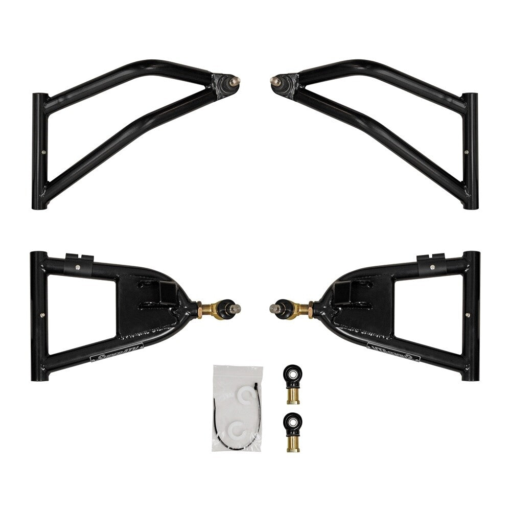 SuperATV Polaris RZR 570 1.5-Inch Forward-Offset A-Arms — Super Duty 300M Ball Joints, Black