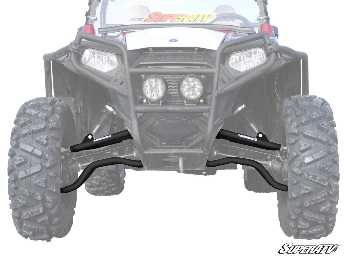 SuperATV Polaris RZR 4 800 High-Clearance Front A-Arms — Heavy-Duty Ball Joints, Black