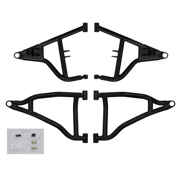 SuperATV Polaris RZR Trail S 900 1.5-Inch Forward-Offset A-Arms — Super Duty 300M Ball Joints, Black