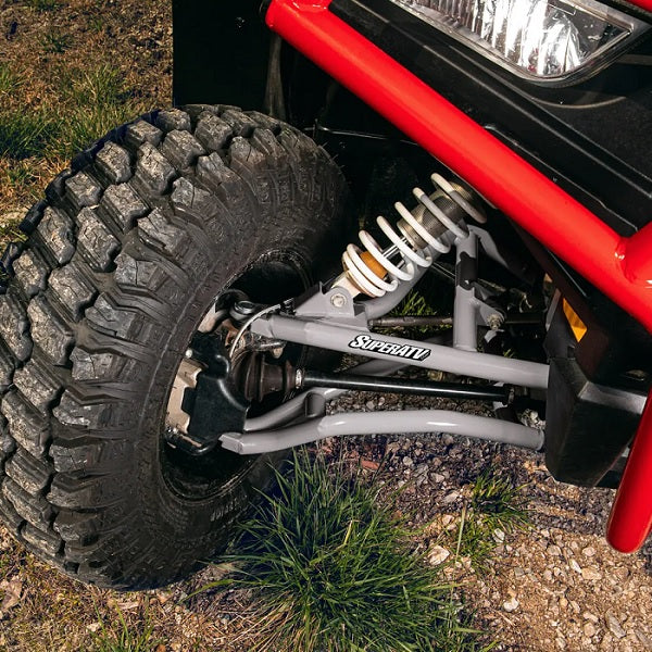 SuperATV Polaris RZR S 900 High-Clearance A-Arms — Super Duty 300M Ball Joints, Light Silver