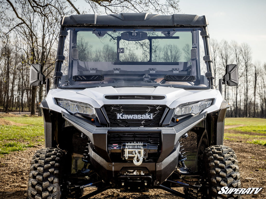 SuperATV SVM-K-RID-00 Kawasaki Ridge side-view mirror pair installed front view