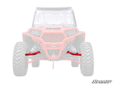 SuperATV Polaris RZR XP Turbo High-Clearance A-Arms — Non-Adjustable Upper, Heavy-Duty 4340 Ball Joints, Red