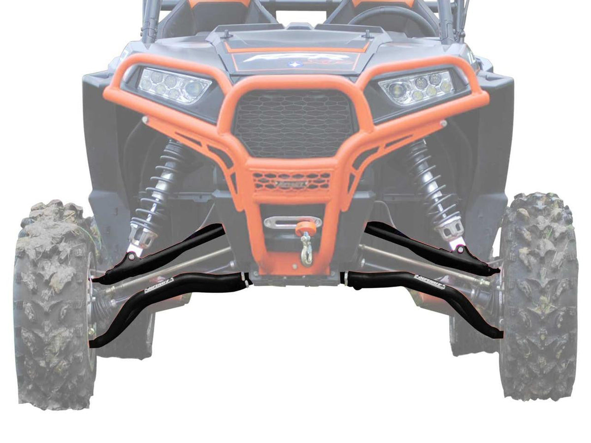 SuperATV Polaris RZR XP 1000 Non-Adjustable Upper High-Clearance A-Arms — Standard Ball Joints, Black