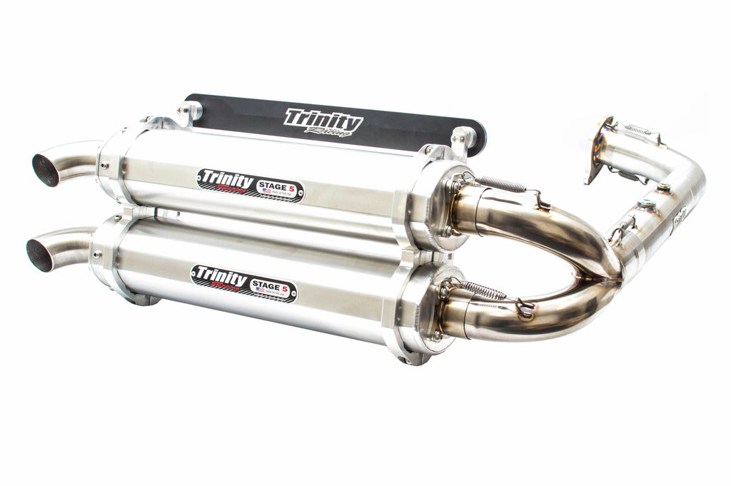 Trinity Racing TR-4174D brushed full exhaust for Polaris RZR Pro XP, Turbo R, and Pro S