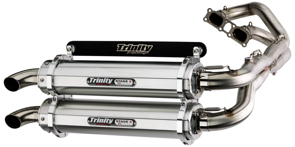 Trinity Racing brushed dual full exhaust system for 2014 to 2023 Polaris RZR XP 1000, SKU TR-4119D