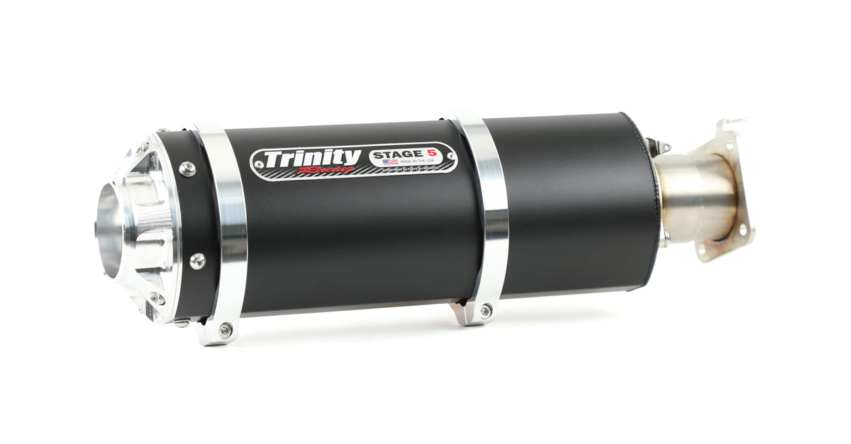 Trinity Racing black slip-on exhaust for 2020 and newer Kawasaki KRX 1000 TR-4176S-BK