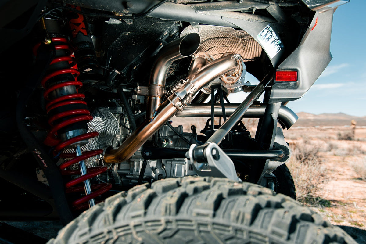 Trinity Racing Can-Am Maverick R Sidepiece valved head pipe, SKU TR-4189HP