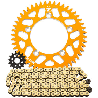 Tusk Chain and Sprocket Kit - Aluminum Rear / 420 Gold Plated Race Chain - Black Rear Sprocket - Rear