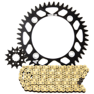 Tusk Chain and Sprocket Kit - Aluminum Rear / 428 Gold Plated Race Chain - Orange Rear Sprocket - Rear