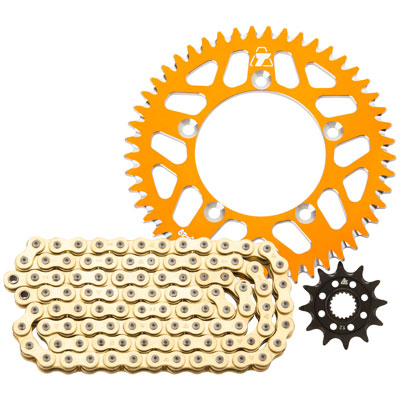 Tusk Chain and Sprocket Kit - Aluminum Rear/Gold X-Ring Chain - Black Rear Sprocket - 2152700214