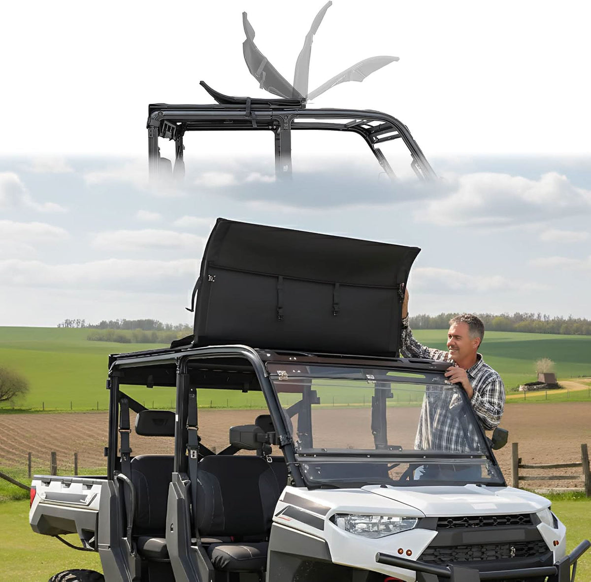 UTV Crew Roof Soft Top for Polaris Ranger Crew XP 1000/Crew 1000 2019-2026