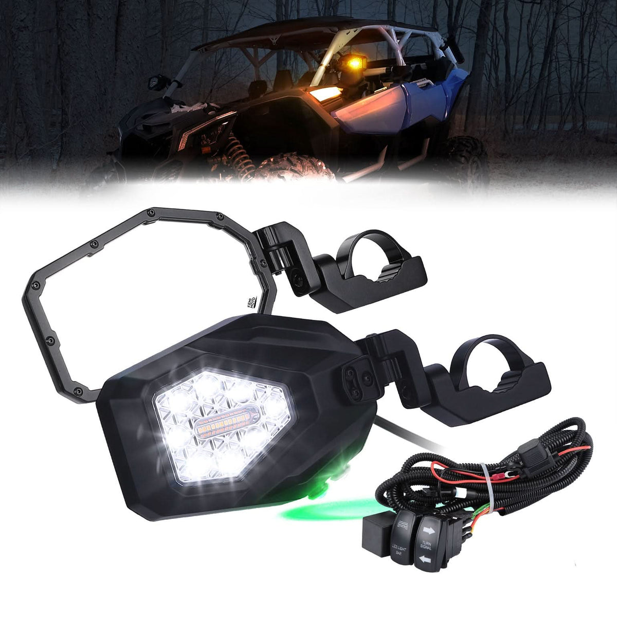 UTV LED Lighted Side Mirrors with Flowing Turn Signal for Polaris RZR Talon 1000 Can Am X3